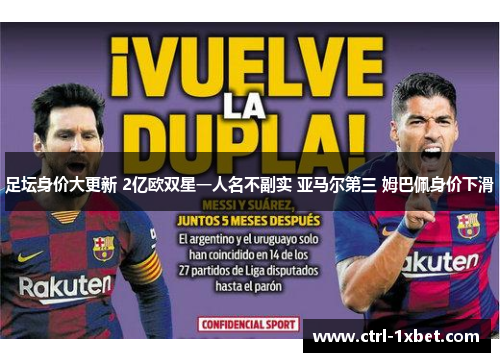 足坛身价大更新 2亿欧双星一人名不副实 亚马尔第三 姆巴佩身价下滑 足坛身价大更新 2亿欧双星一人名不副实 亚马尔第三 姆巴佩身价下滑